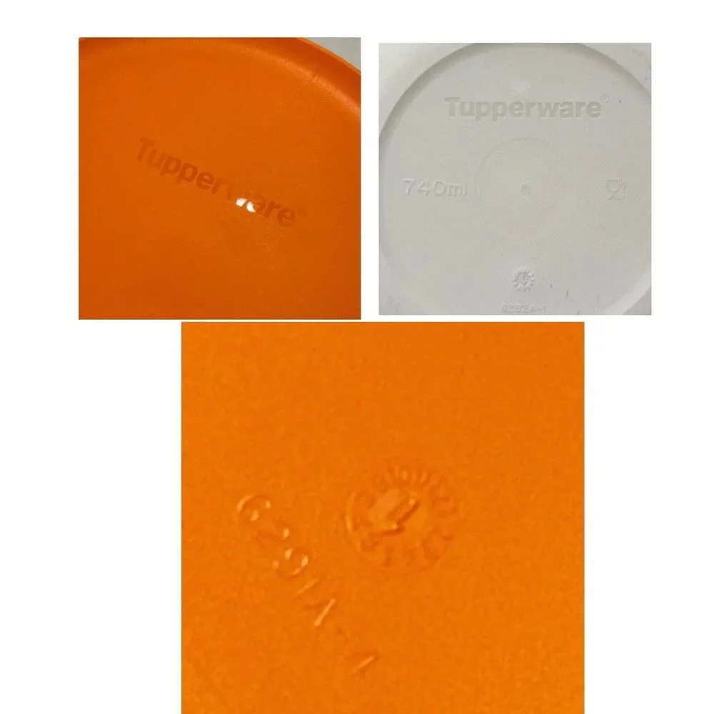 x4 Tupperware Allegra Radiance Orange White Lidded Storage Bowl 740mL #6292A